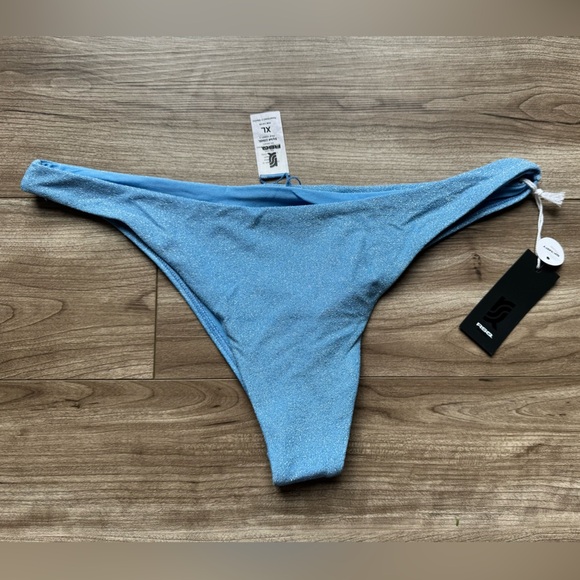 RSQ Skimpy Lurex Bikini Bottoms Size XL in Light Blue New - Picture 4 of 8